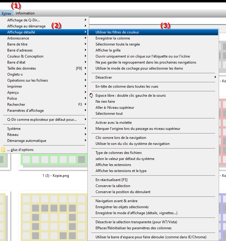 Comment puis je utiliser des filtres de couleur dans la vue liste de l Explorateur de fichiers